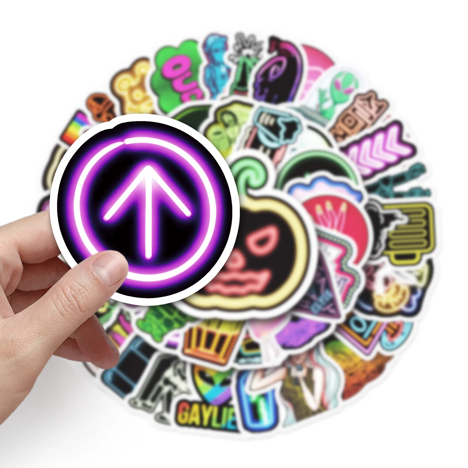 53PCS Neon Decorative Stickers Fashion Waterproof Graffiti Stickers