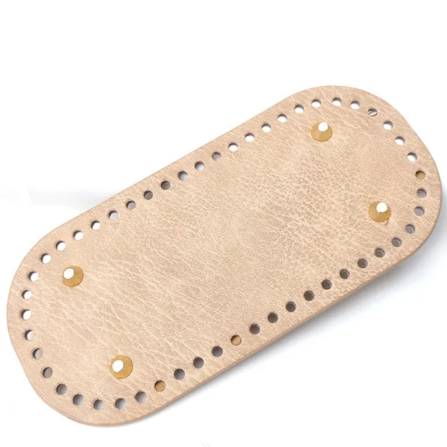 High Qualtiy pu Leather Bottom With Holes Rivet For Knitting Bag Handbag Bottom DIY Women Shoulder Crossbody Bags Accessories Khaki