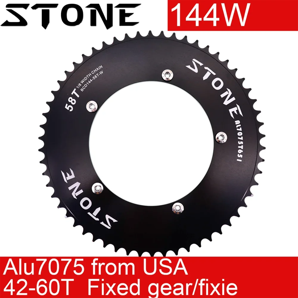 

Stone 144BCD Fixed Gear fixie Round Chain ring Track Bike 47 48 49 50 51 52 53 54 55 56 57 58 59 60T Chainwheel 144 bcd Tooth