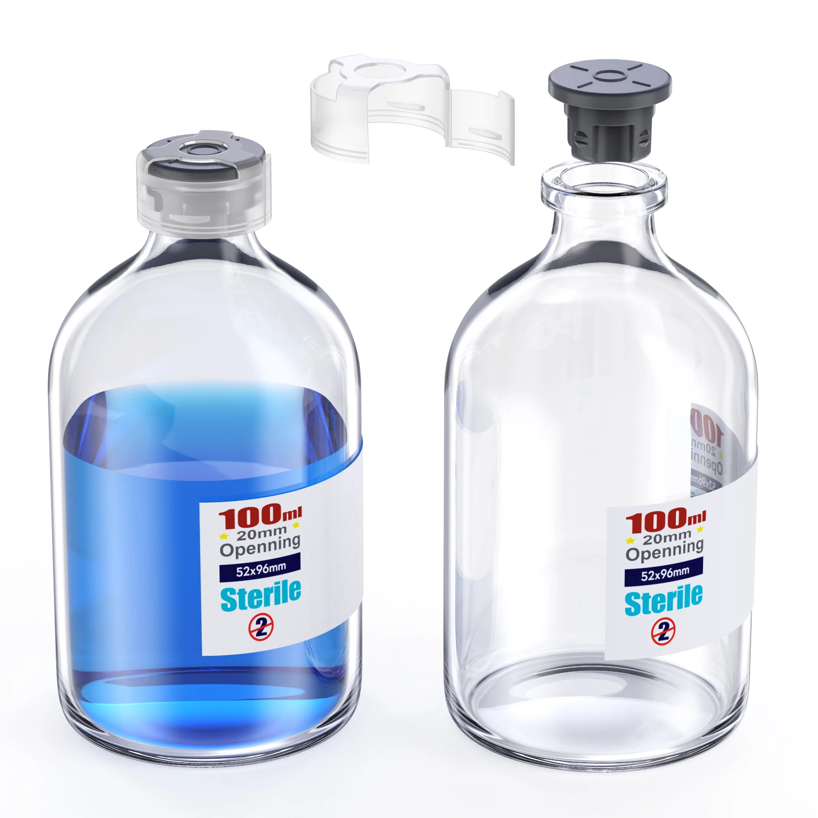Clear Sterile Glass Vials Locking Cap 13 /20 mm Self Healing Injection Port Buckle Glass Vials sterile Package
