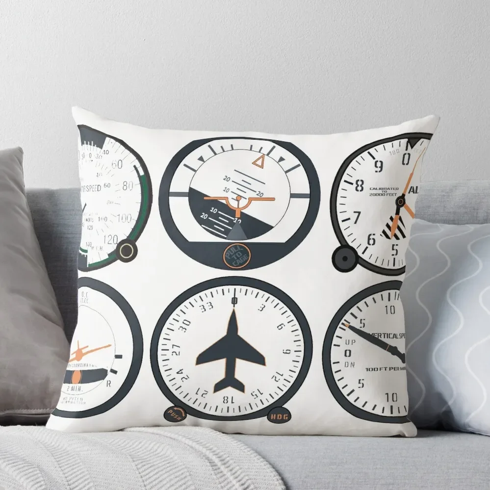 

Basic Six Flight Instruments Throw Pillow pillowcases for sofa cushions Throw Pillow Covers