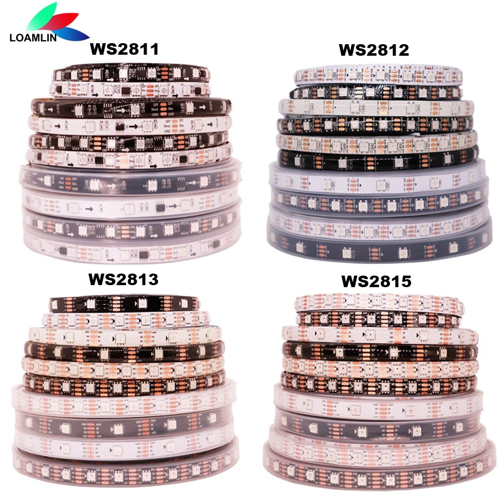 WS2811 WS2812B WS2813 WS2815 30/60/144Leds/m RGB LED 스트립 라이트, WS2812 개별적으로 다룰 수 있는 테이프 라이트 DC5V/12V IP30/65/67