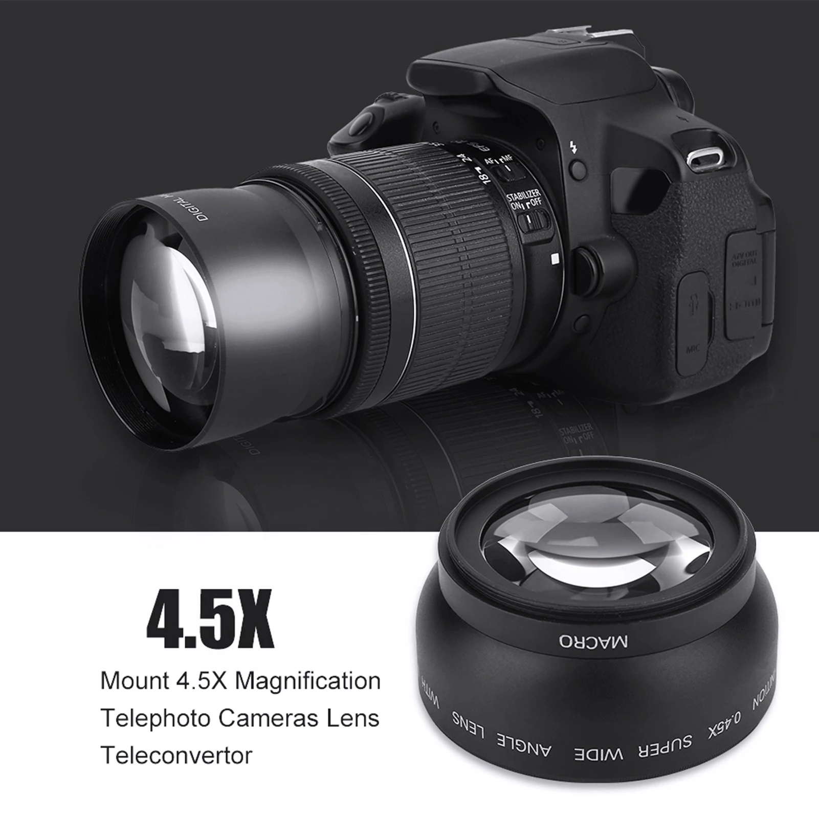 Wide Angle Conversion Lens 52mm 0.45X Universal For DSLRS and Digital Cameras