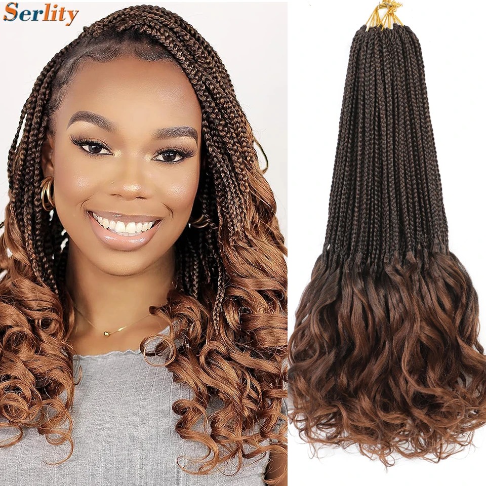 1B Box Braids Crochet Hair Curly End Synthetic Blonde 18 Inch Crochet Braids  Pre Looped Curly Braiding Hair Extensions For Women - AliExpress