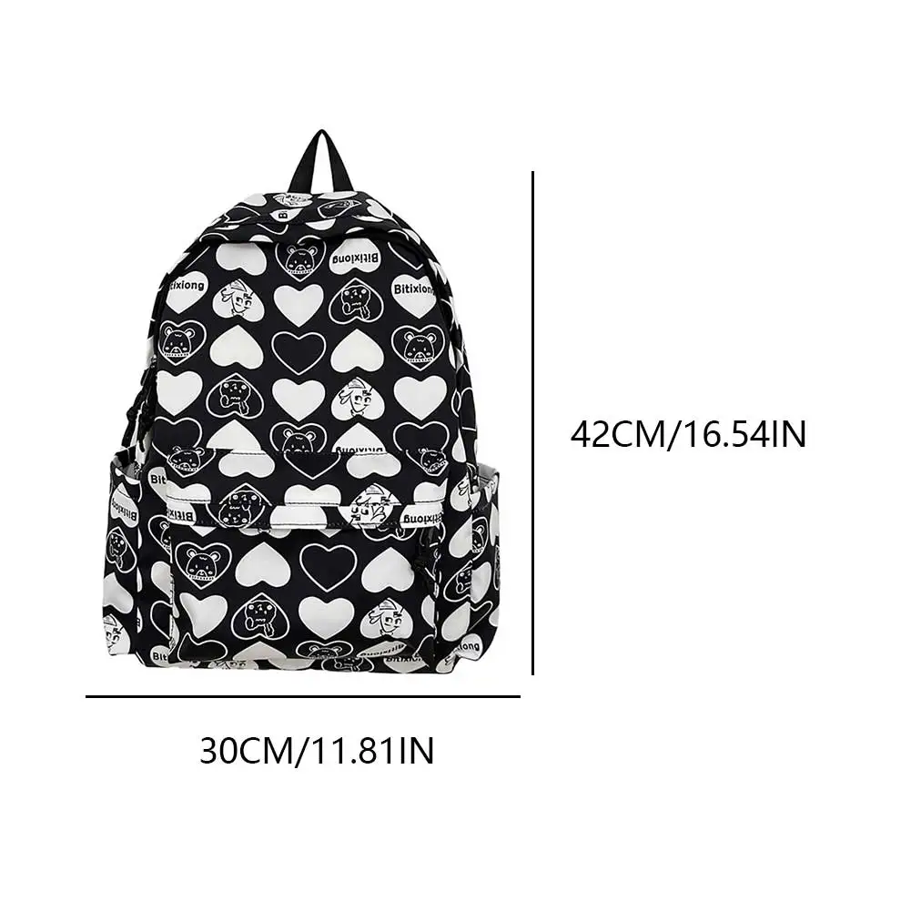Nylon Heart Pattern School Backpack for Students