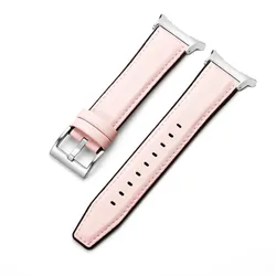 Premium Leather Silicone Hybrid Smartwatch Strap - Watch Ultra 47mm (Pink Silver)