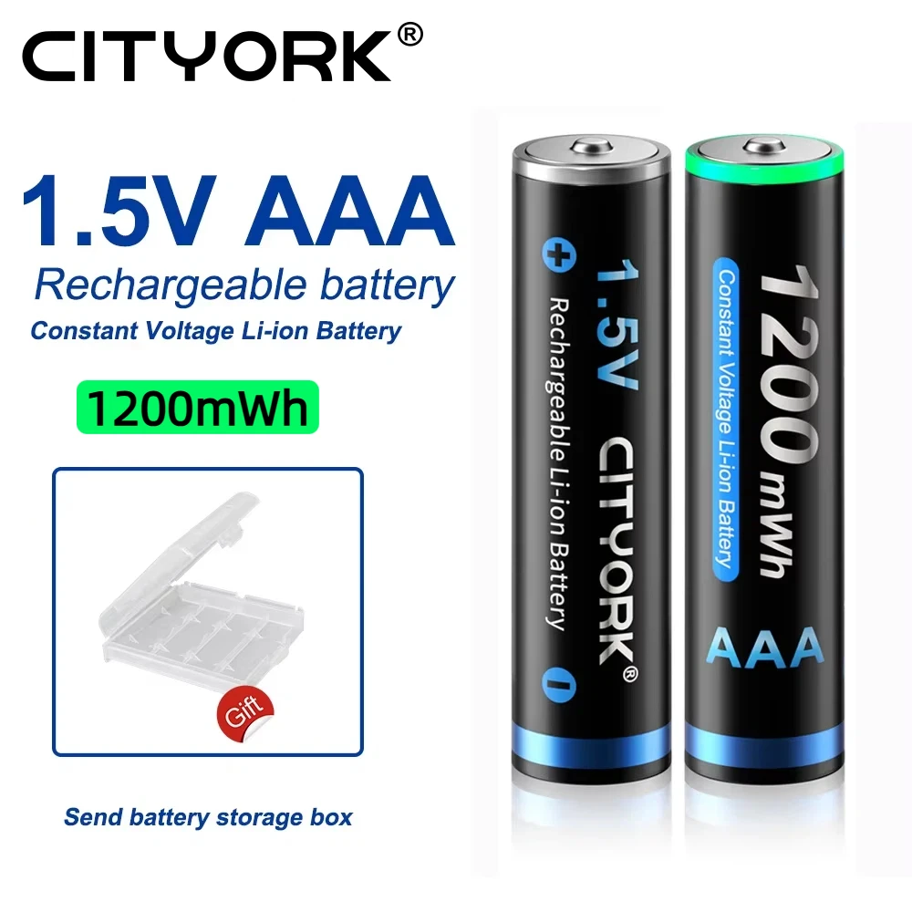 CITYORK USB-C AA AAA batterijen lithium oplaadbaar, 4 stuks 1,5 V AA batterijen 3000 mWh en 4 stuks AAA batterijen 1200 mWh met 4-in-1 USB- oplaadkabel