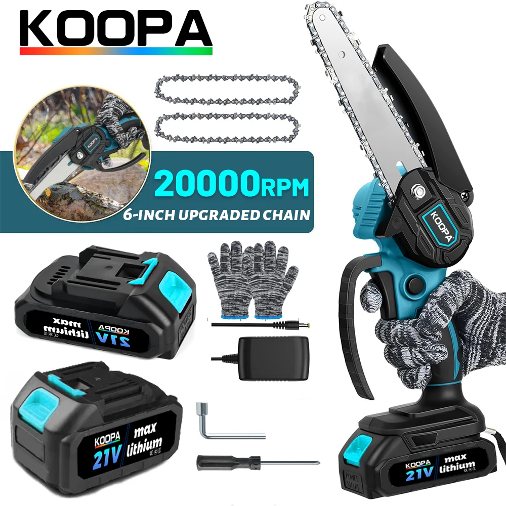 Koopa-minisierra eléctrica de mano recargable, herramienta potente de 6 pulgadas, alimentada por baterías de 21V, 2000/3000mAh