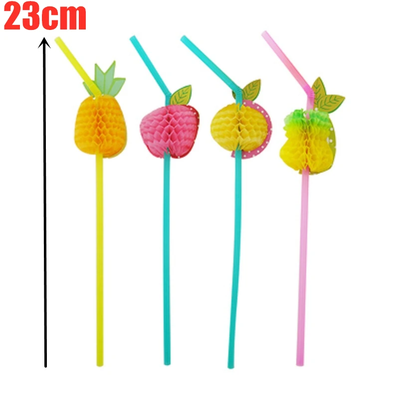 3D Fruit Cocktail Paper Umbrella Drinking Straws 50pcs/lot 23cm Party Bar Decoration Party Supplies Color Assorted Straws