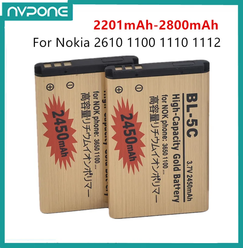 Batteria Originale 5C Bl5C Capacità Oro Bl-5C Batteria Per Nokia 2610 1100 1110 1112 1116 6230 6630 N70 N71 N72 N91 E60
