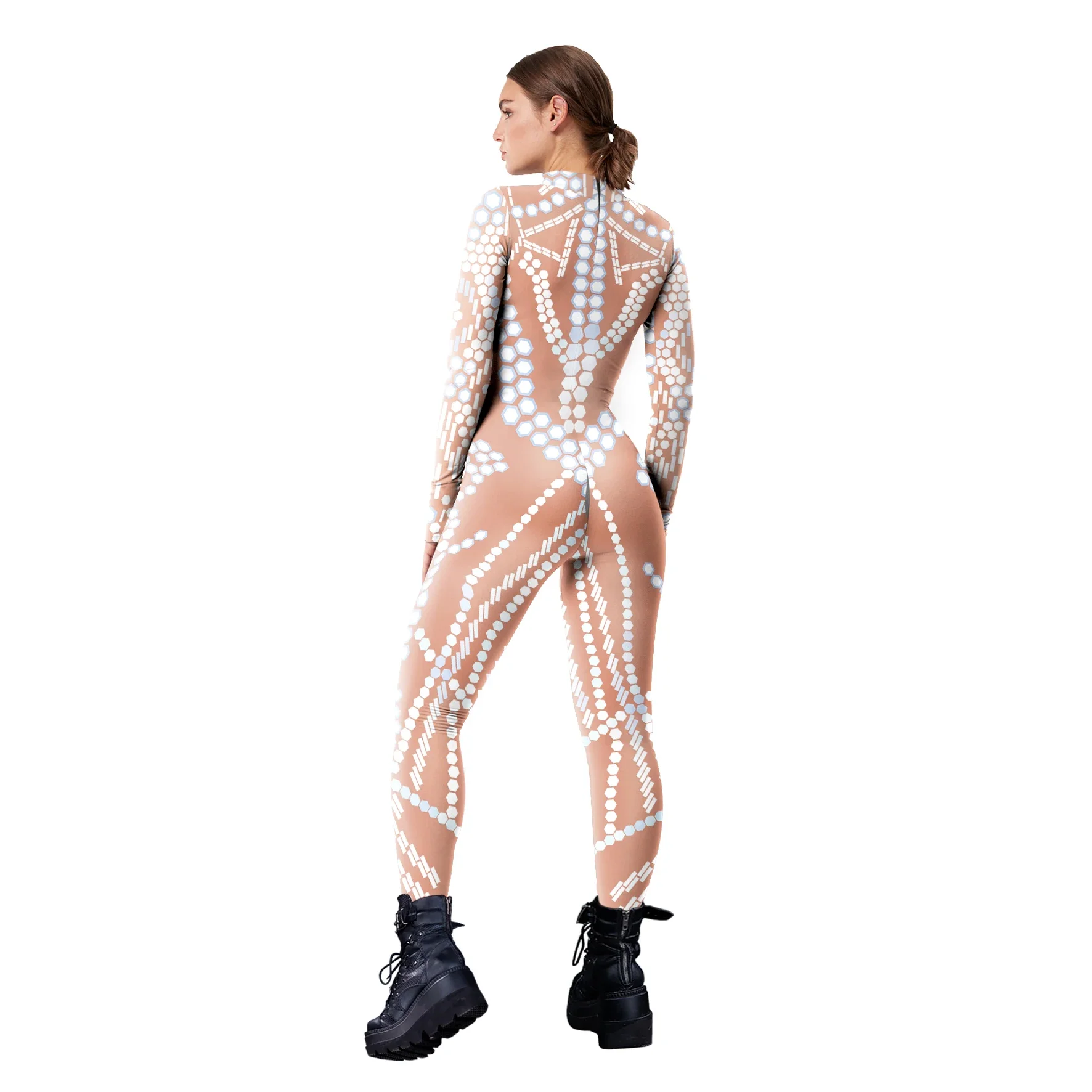 [You're My Secret] Lace Sequins Pattern 3D Printed Slim Bodysuit Skinny Carnival Cosplay Costumes Fancy Outfit Catsuit mujer cosplay costume
