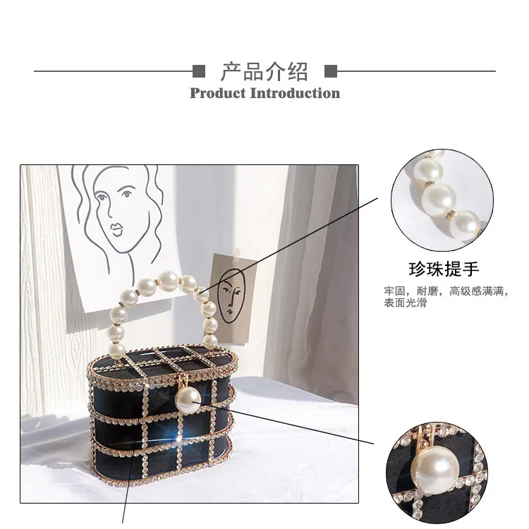 Kavi - Diamond & Pearl Metallic Cage Clutch detail 16