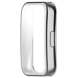Electroplated TPU Full Screen Protective Case Shell Bumper Cover for Huawei Band 8 9 10 (Silver)