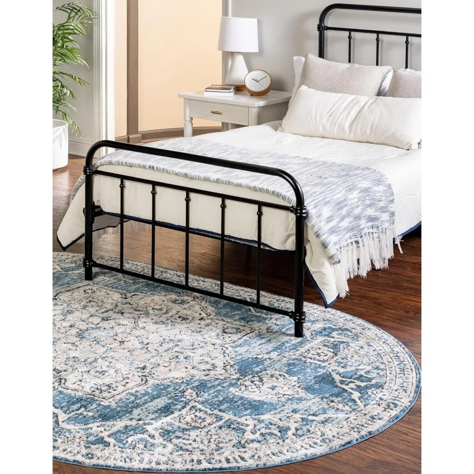 Oval Blue and Light Blue Area Rug 6x9 Smile Design