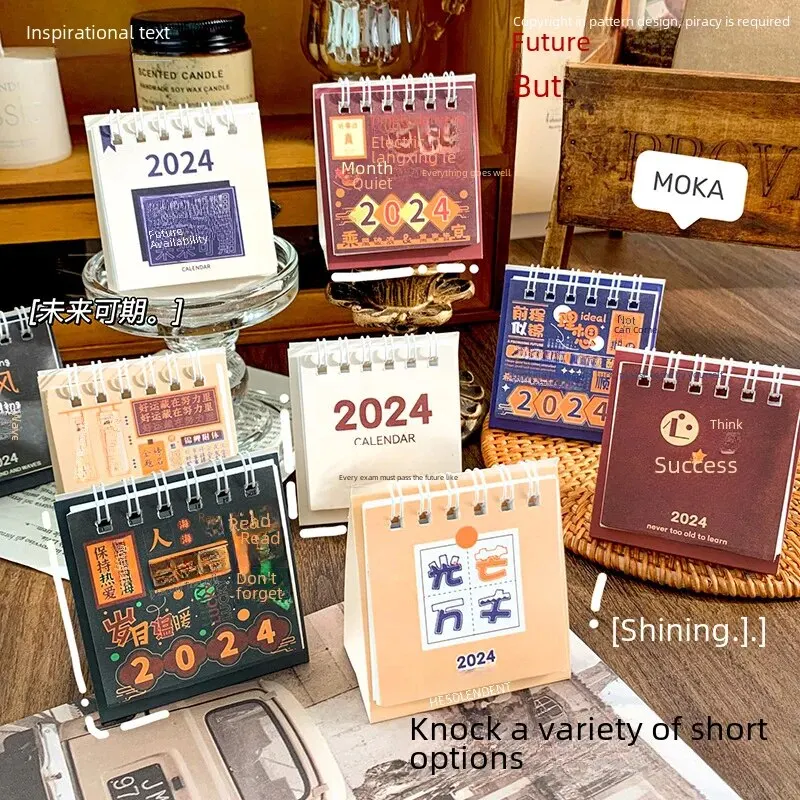 2024-creative-simple-desktop-mini-calendar-book-inspiring-text-portable