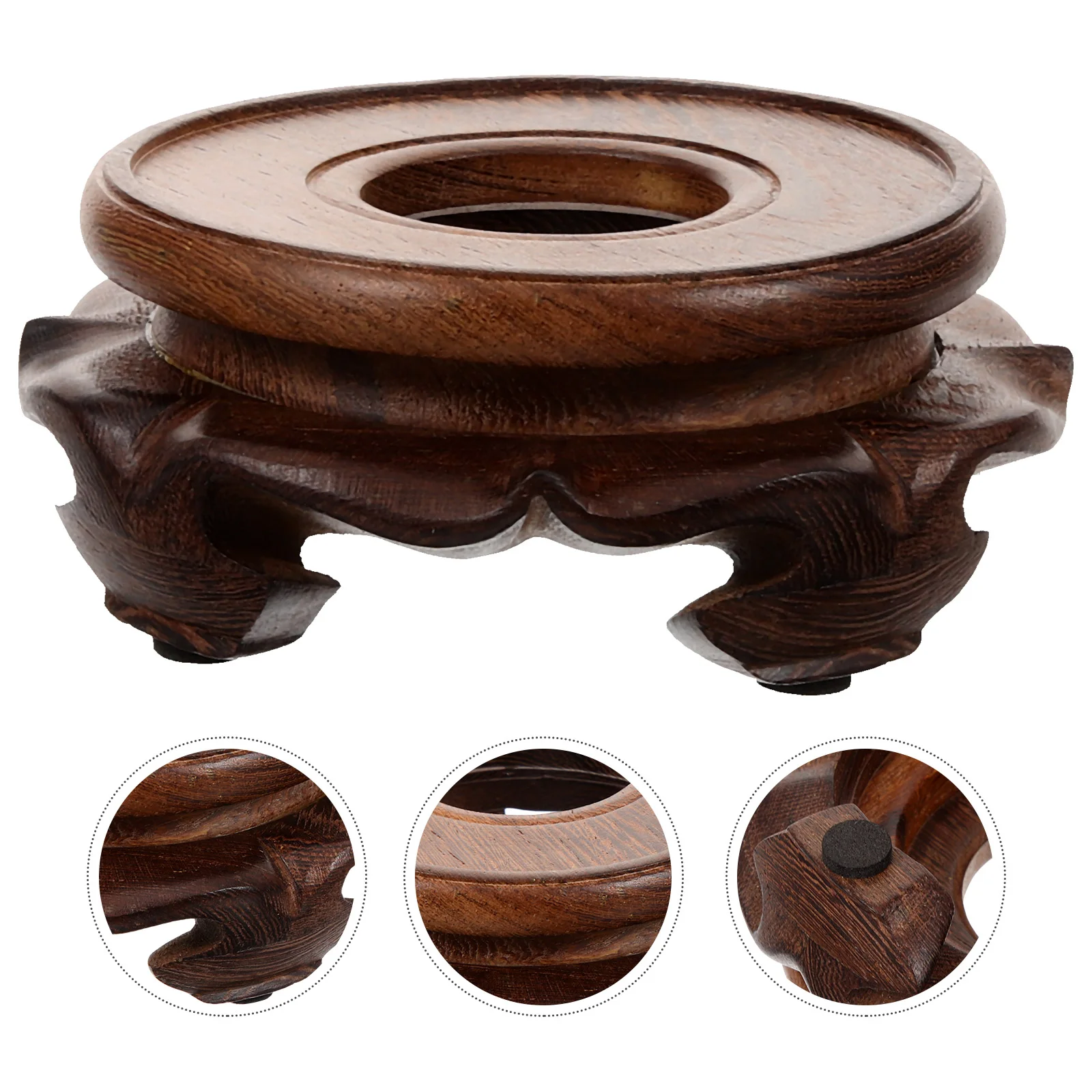 

Figurine Crystal Ball Base Wood Plant Stand Display Stand Sphere Stone Support Wooden Holder Handicraft Desktop Ornaments