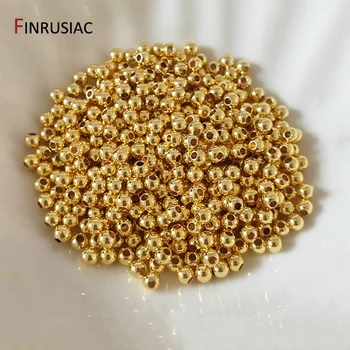 30-100Pcs 2-6mm 14/18K Gold Plated Brass Spacer Beads 1