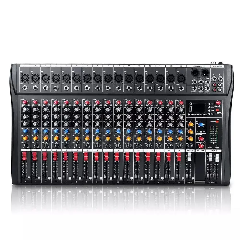 전문 믹서 컴퓨터 무대 공연 녹음 노래방 USB 사운드 카드, 높은 저음 블루투스 DJ 모니터, 16 채널