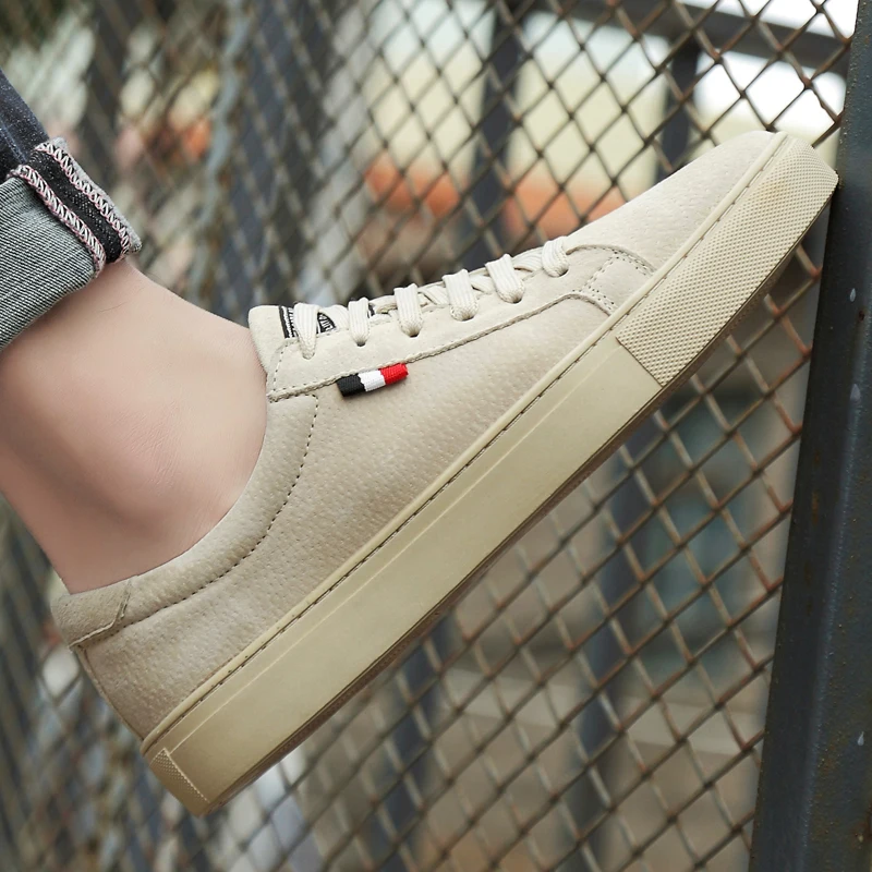 New Fashion Man Sneakers Genuine Leather Men Casual Shoes Lace Up Male Leisure Walk Shoes High Quality Outdoor Flats Skate Shoes 6