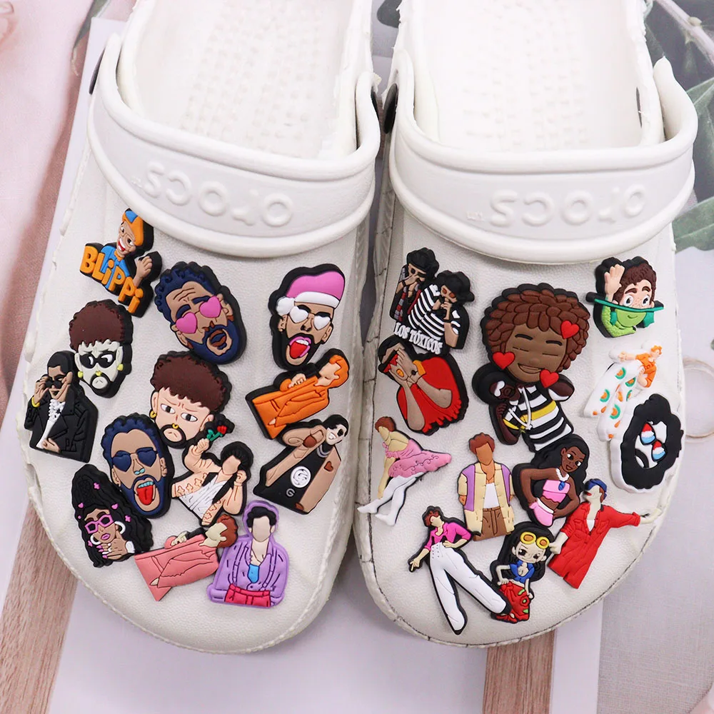 

Wholesale 50pcs PVC Shoe Charms Fashion Cool Rock Men Sexy Girl Accessories Shoe Buckles Fit Croc Jibz Kids X-mas Gift
