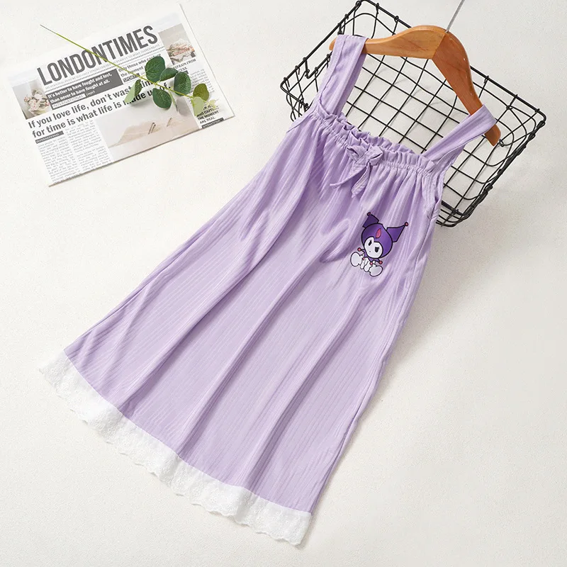 Kawaii Children's Nightdress Pyjamas Girls New Cartoon Summer Thin Little Girls Halter Pajamas Vest Nightdress Home Wear