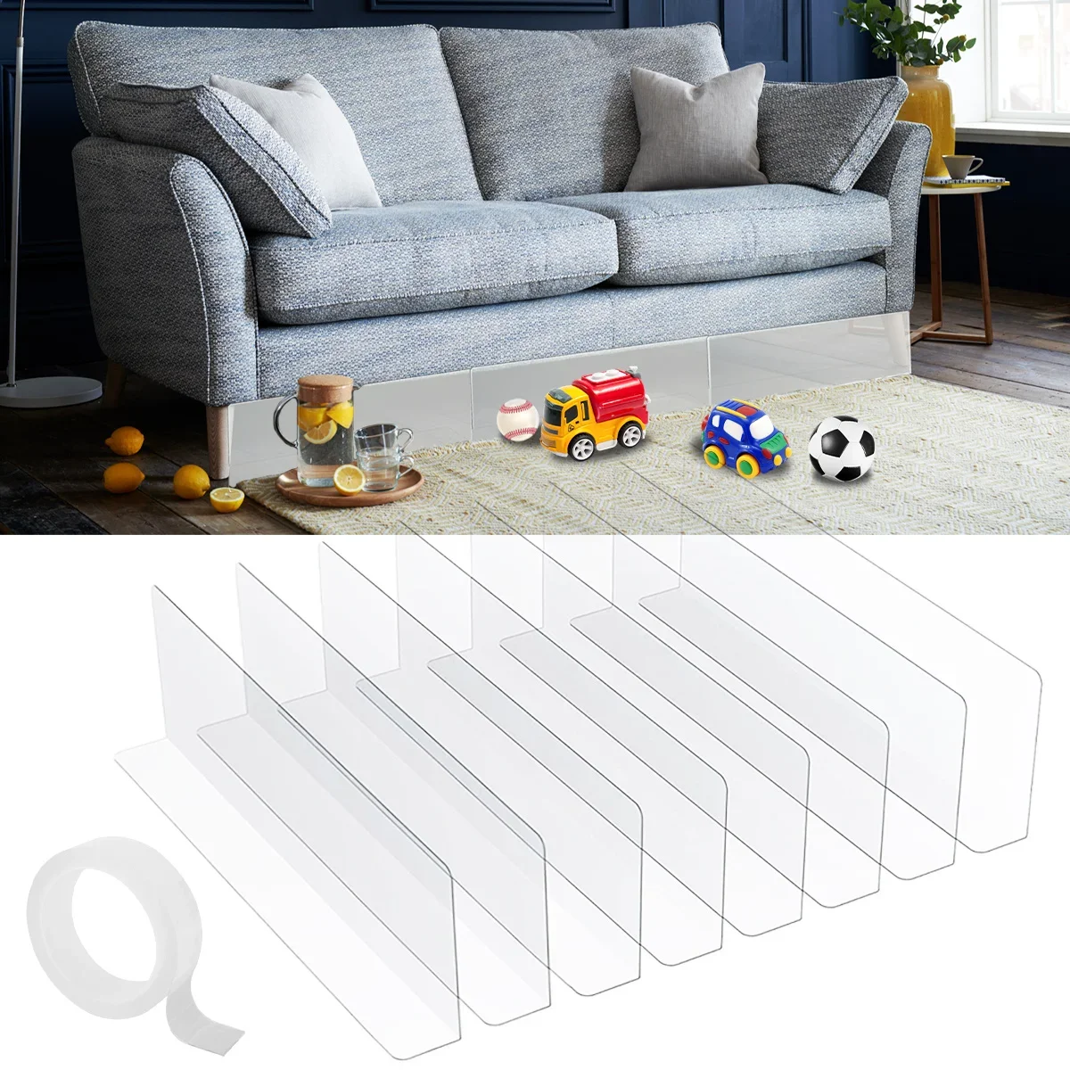 Under Couch Blocker Waterproof PVC Toy Blockers Bed Bottom For Gap Bumper  Adjustable Guards Furniture Baffle Board For Pets Kids