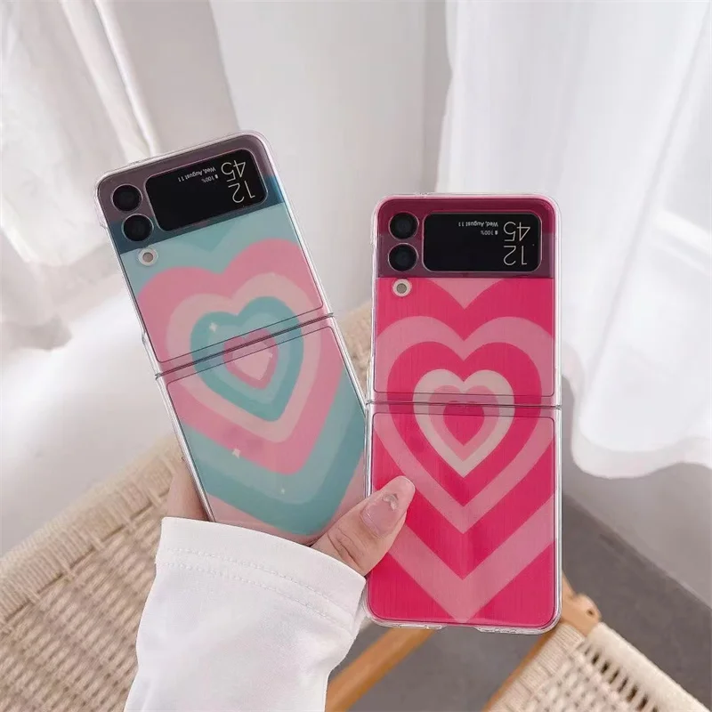 Per Samsung Z Flip 4 3 Case Lover Heart Custodia Pieghevole Floreale Per Samsung Z Flip 3 5G Zflip4 Cover Posteriore Rigida Per Pc