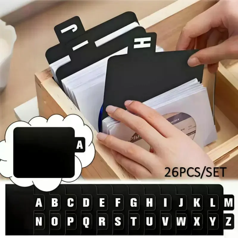 26개 A-Z 알파벳 CD/DVD/비닐 레코드 보관 디바이더 파일 정리 분리대 가정 및 사무실 공간 절약