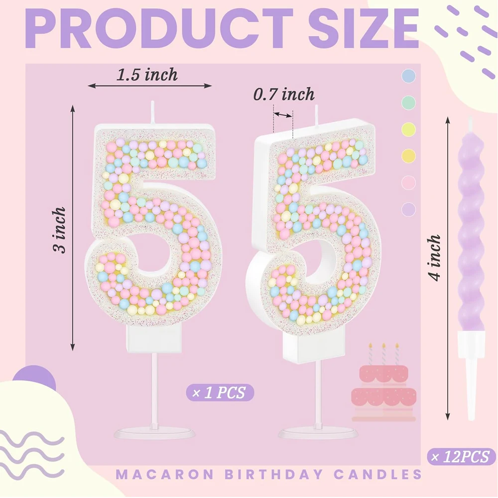 Number Birthday Candle & 12 spiral candles 2