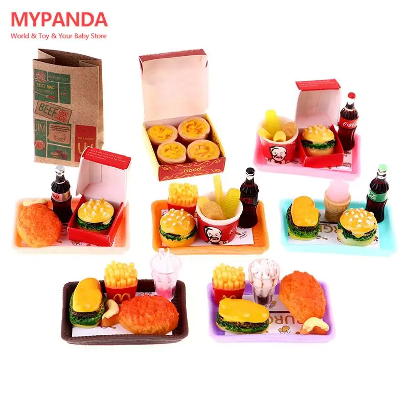 1pc Mini Miniature Dollhouse Hamburger Coke Cup Fast Food for Doll House Play Kitchen Ice Cream Accessories Toy