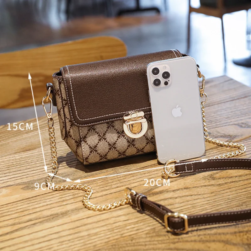 2024 Summer Bag New Casual Printed Women's Shoulder Bag Trendy Korean Version Retro Style Small Square Bag Crossbody Bag