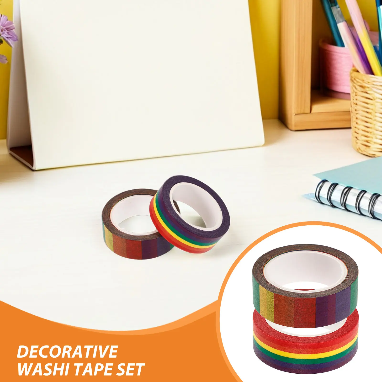 6 롤 레인보우 컬러 와시 테이프 일본 종이 카와이 스타일 장식 마스킹 테이프 DIY 스크랩북 테이프 노트북 아트 공예