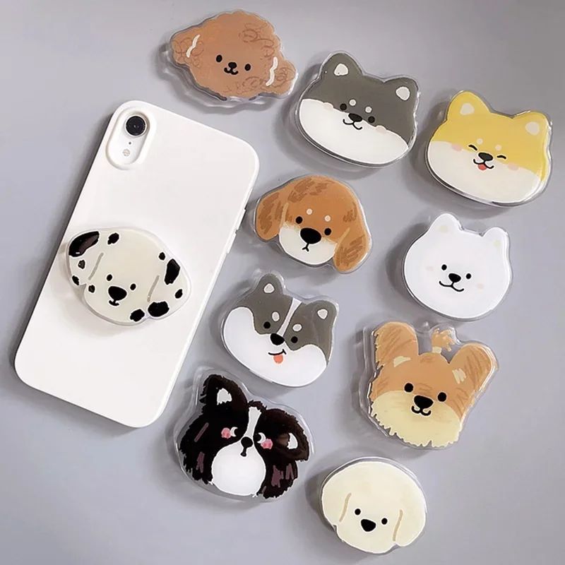 Korean Style Creative Cartoon Husky Dog Folding Finger Grip Phone Holder