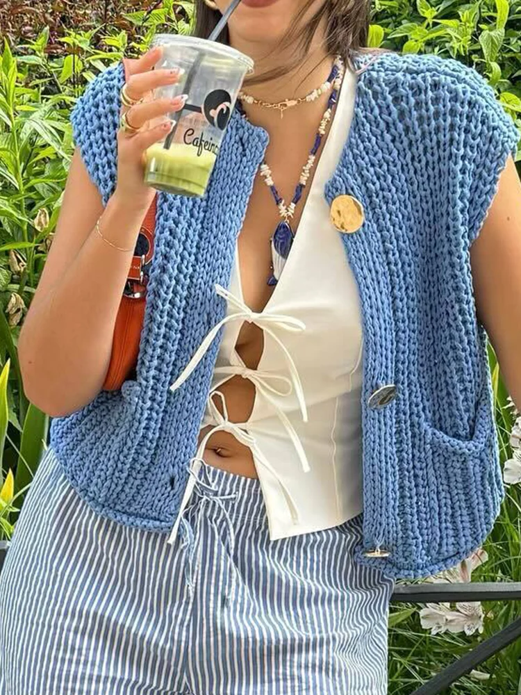 Sleeveless Knitted Vest Women