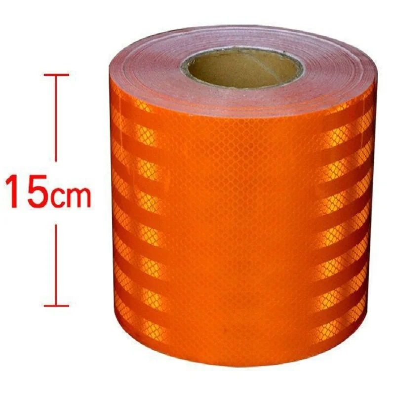 3M Super-Grade Microprism Orange Reflective Strip Waterproof Adhesive Reflector Sticker For Tanker Truck Warning Tape 15cm Width