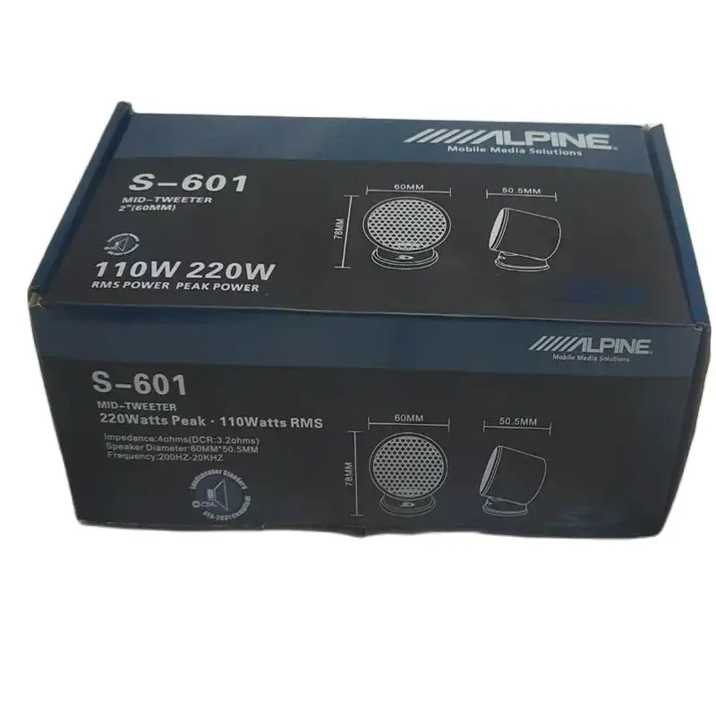 1 Pair ALPINE S-601 MID-TWEETER INSTALLIATION 2'' (60 MM) RMS POWER 110W PEAK POWER 220W Made In JAPAN