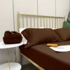 100% Linen Fitted Bed Sheet with Elastic Band Solid Color Anti-slip Adjustable Mattress Cover for Single Double King Queen Bed 3