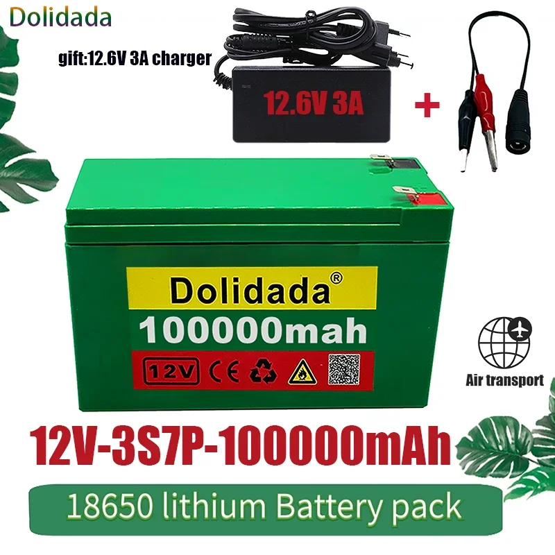 

12V100000mAh 3S7P 18650Lithium Battery Pack+12.6V3A Charger Built-in 100Ah High Current BMS Used for Citycoco Motorized Scooter