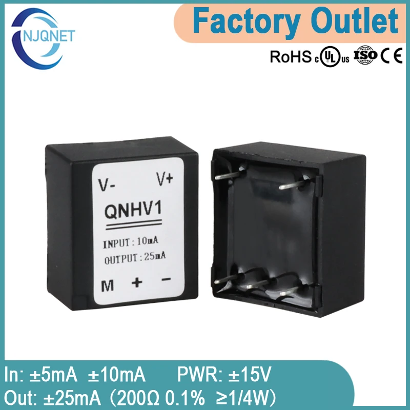 

Hall Effect Voltage Sensor Current Voltage Tranducer QNHV1 Input 5mA 10mA Output 25mA DC Voltage Transmitter PCB mount