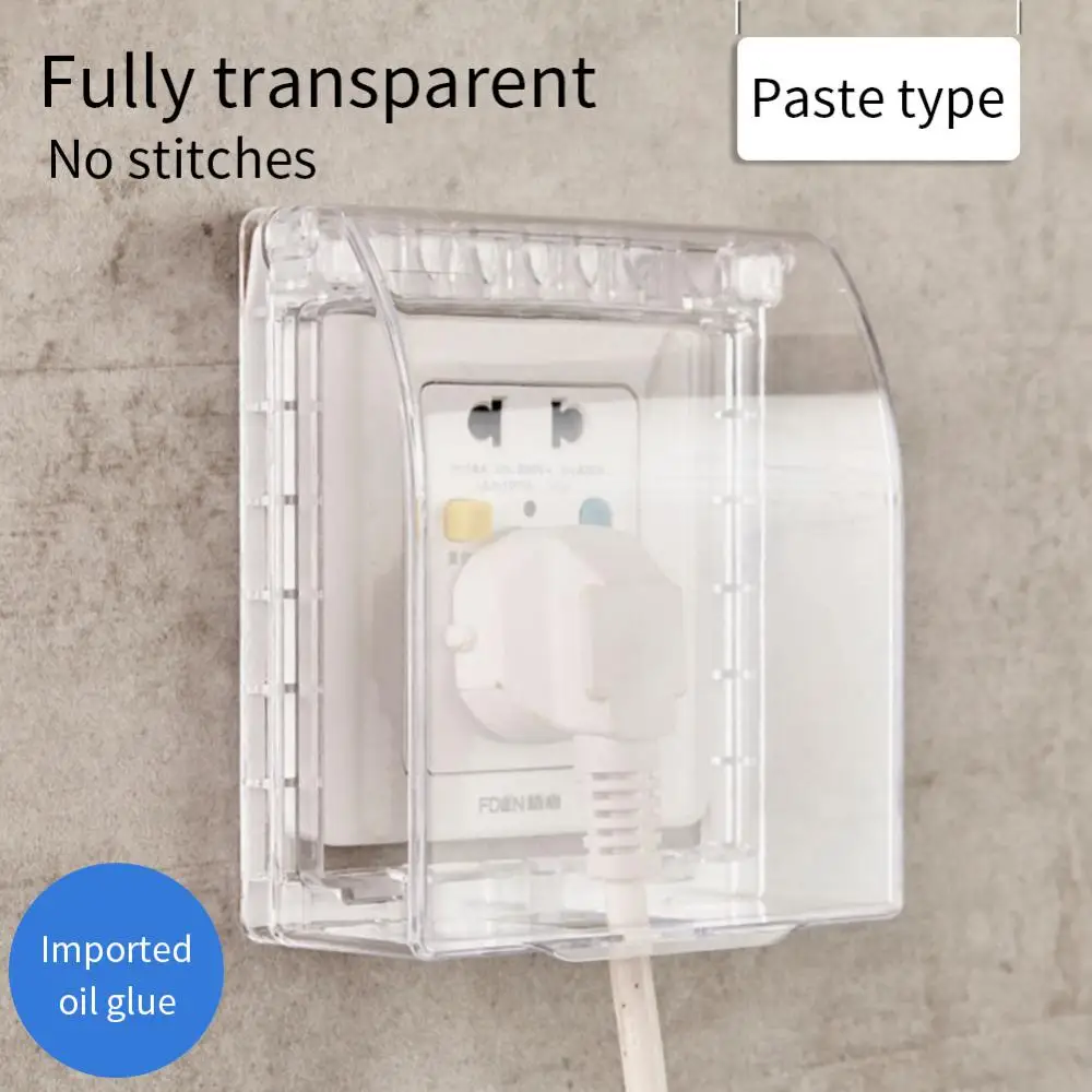 1pc 86 Type Self Adhesive Waterproof Electric Plug Cover socket protective cover Splash Box Sockets Switch Protection Box Protector Bathroom Supplies
