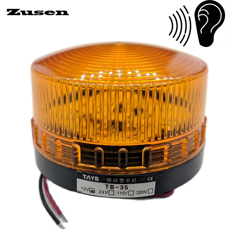 

Zusen TB35-Y-J with Buzzer 12v 24v 110v 220v Yellow Security Alarm Strobe Signal Warning Light LED Lamp Small Flashing Light