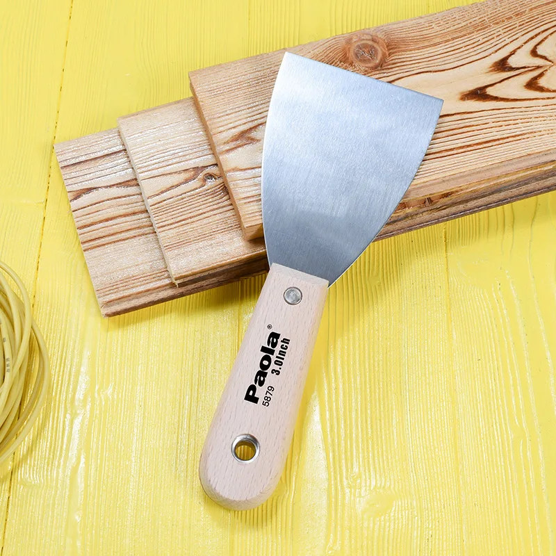 Paola wood handle putty knife 3-inch stainless steel scraper cleaning scraper 4
