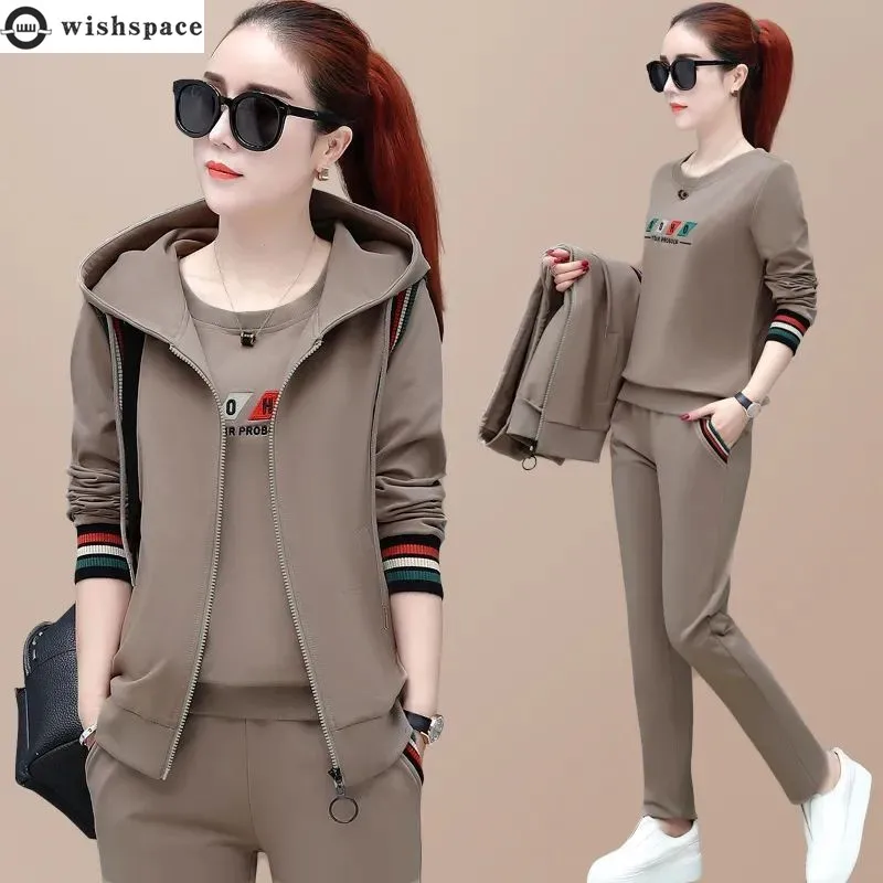 Fashion Women's Suit 2023 New Korean Version Spring and Autumn Long Sleeve Top Casual Sportswear Elegant Women's Three Suits autumn and winter korean version bread jacket down cotton jacket thickened coat sweater jeans fashionable three piece suit