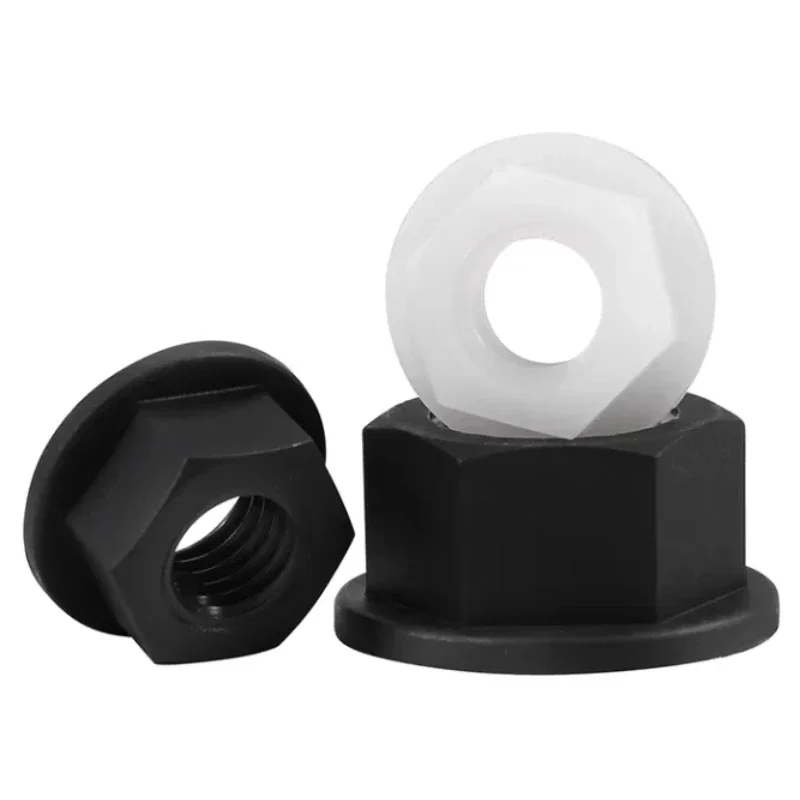 M3 M4 M5 M6 M8 M10 M12 Black And White Flat Bottom Plastic Nylon Hexagon Flange Nut hexagon nuts flange nut