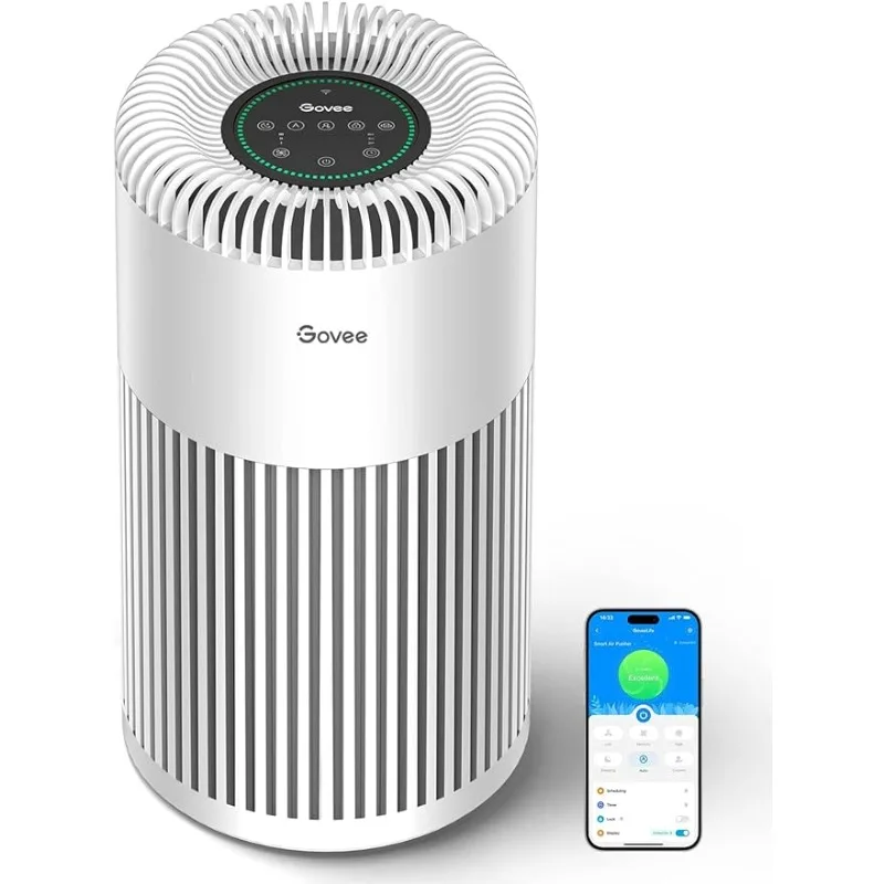 

Govee Air Purifiers for 1837 Sq.Ft, WiFi Smart Air Purifier with PM2.5 Monitor for Wildfire, Smoke, 24dB Large Air Purifier