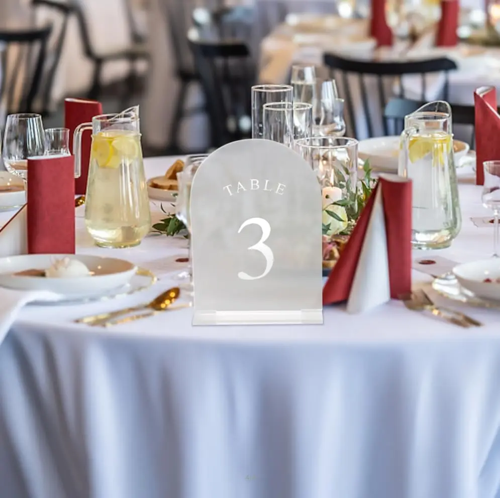 Frosted Arch Wedding Table Numbers 1-20 with Stands Acrylic Signs and Holders Perfect for Centerpiece Reception Decoration wedding table numbers acrylic sign holders