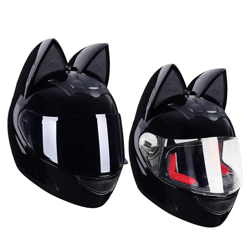 

Motorcycle Helmet Cat Ear Motorcycle Helmets Men And Women Cute Cat Full Face Helmets All-Season Rider Motorcycle Helmet