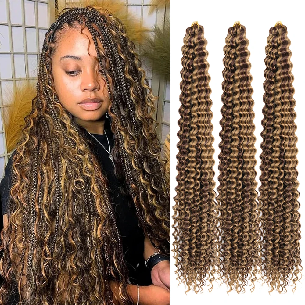 Deep Wavy Twist Crochet Hair Synthetic Hair Afro Curls Loose Deep Wave Braiding Hair Extensions 28Inch Water Wave Braid Hair 1