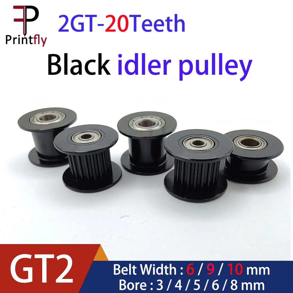 Printfly 2GT Idler Pulley 20Teeth Width 6 10 15mm Bore 3 4 5 6 8mm Bearing Timing belt 3D Printer Accessories Tensioning timing pulley gear part