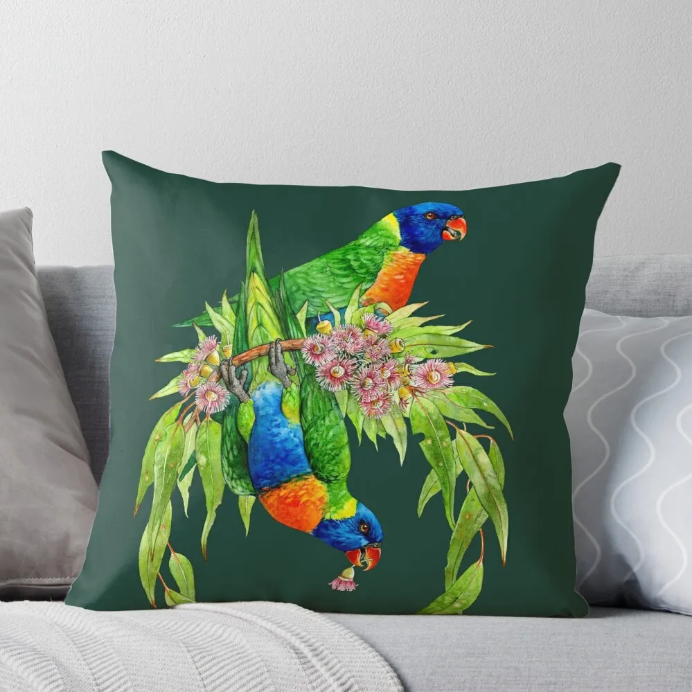 

Rainbow Lorikeets Native Wreath Throw Pillow pillowcases for sofa cushions Decorative Sofa Cushions pillows decor home